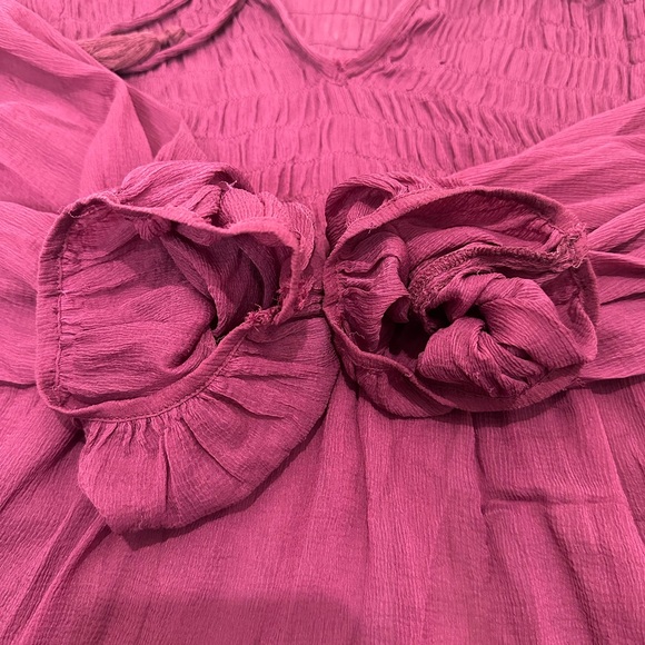 Free People Sheer Long Sleeve Boho Top or Dress in Plum Size Small-Large (FLAWS) - Picture 9 of 9